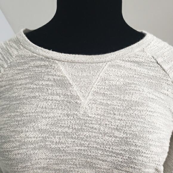 Ann Taylor LOFT Gray Ivory Silver Metallic Long Sleeve Zipper Sweater Large - Picture 7 of 9